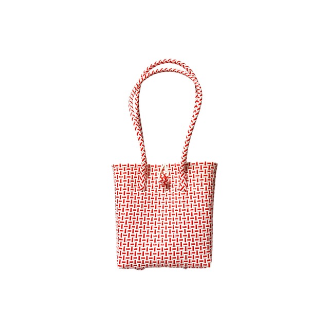 BASIC TOTE BAG - RED&WHITE  / LONG HANDLE / M