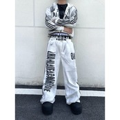 ストリート  裏起毛1986フェイクレイヤード スウェットパンツ P371