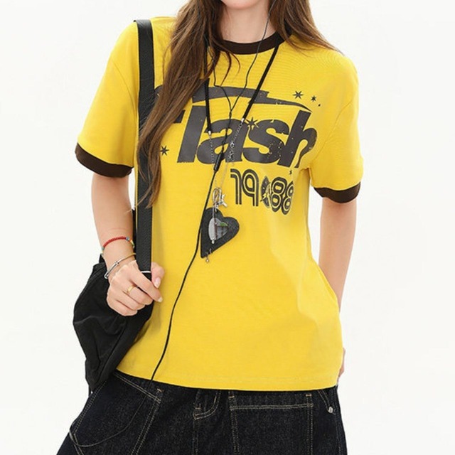 カレッジレタリングナンバリングリンガーTシャツ 2col   R02312