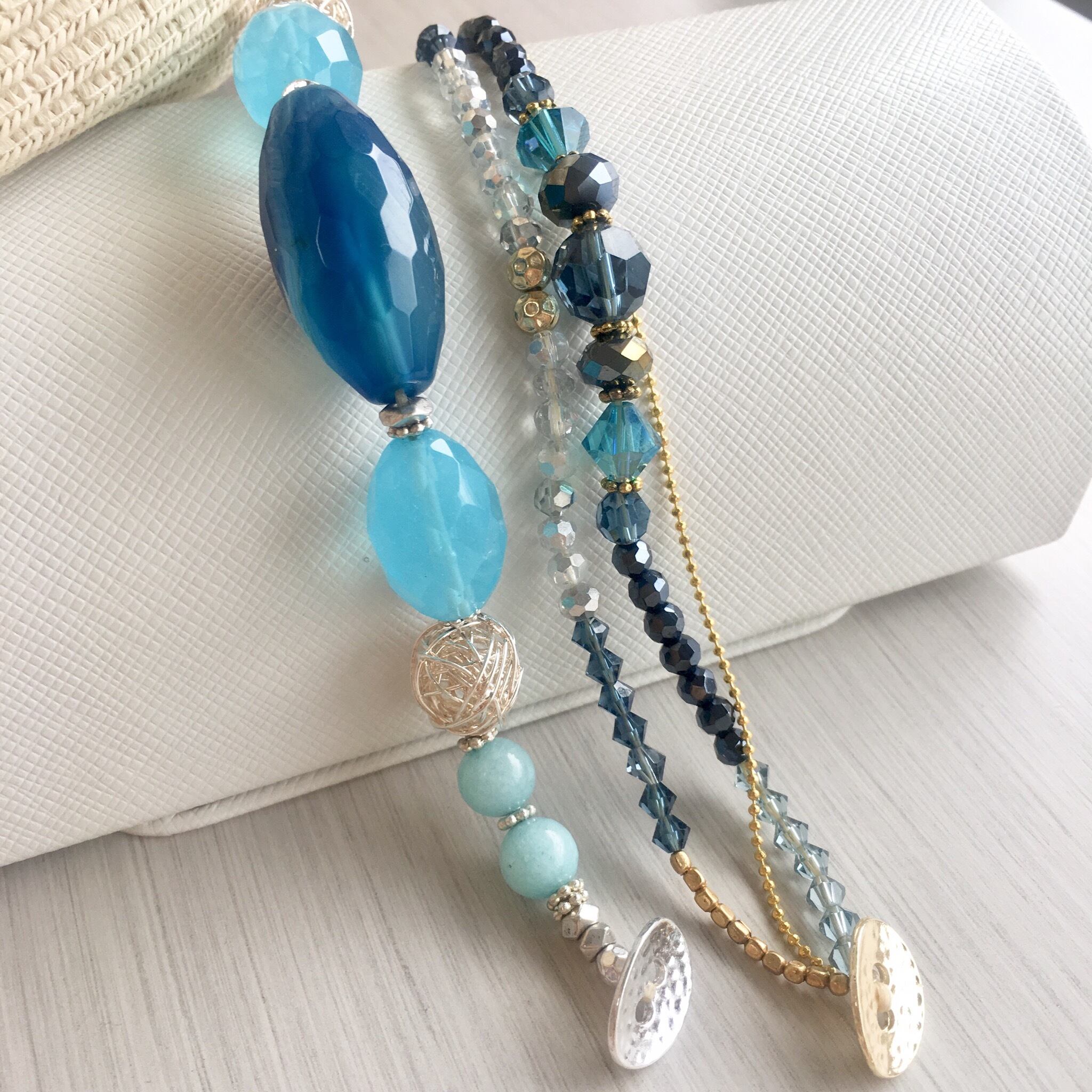 一点物✧マルチ天然石カラフルブレスレット✧リゾート✧14kgf 一点物✧マルチ天然石カラフルブレスレット✧リゾート✧14kgf 一点物