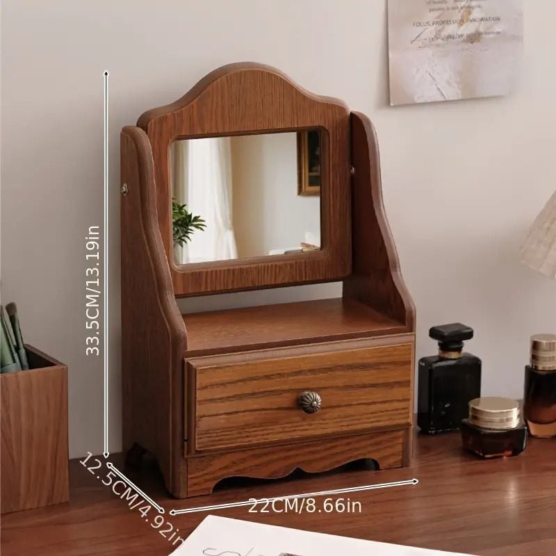 ミニドレッサー 姫鏡台 卓上 ミラー 引き出し 木製 ドレッサー メイク