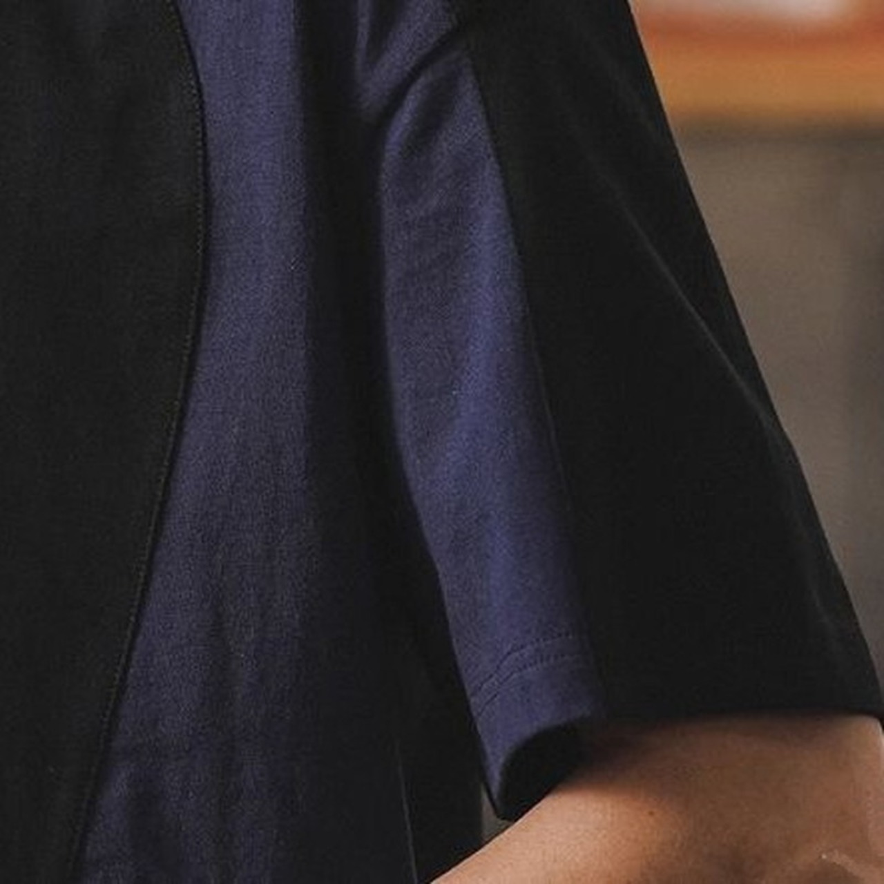 Bicolor Switch Design Short Sleeve Crew Neck T-Shirt ◇H0565