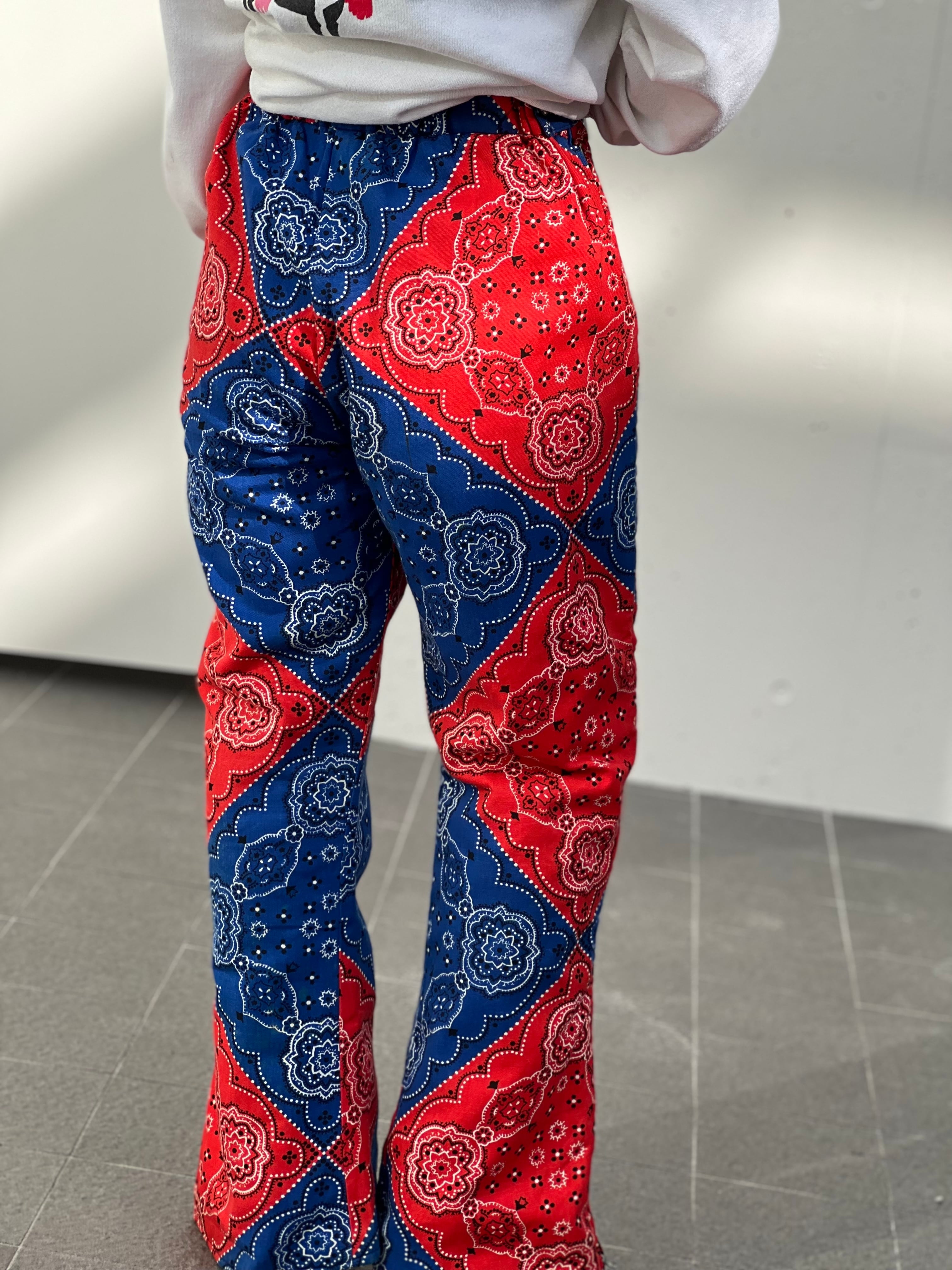 70s red × blue bandanna print ski pants ( ヴィンテージ レッド × ブルー バンダナ柄 スキー パンツ )  | Riyad vintage shop