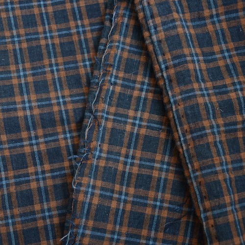 古布木綿格子模様こたつ布団皮解きジャパンヴィンテージファブリックテキスタイルリメイク素材 | japanese fabric vintage cotton checkered pattern futon cover vintage textile