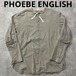 phoebe english リボンシャツ　ノーカラー　グレー　イギリス製