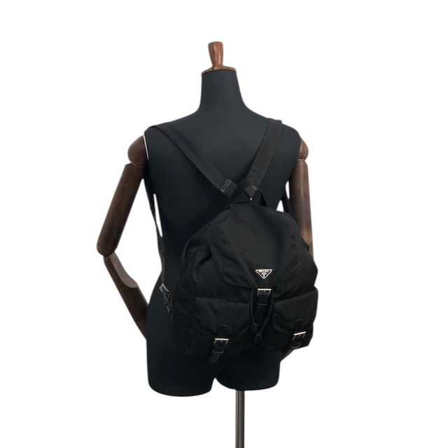 PRADA プラダ バックパック ブラック トライアングルロゴ ナイロン ダブルポケット リュック vintage ヴィンテージ オールド vsidzm