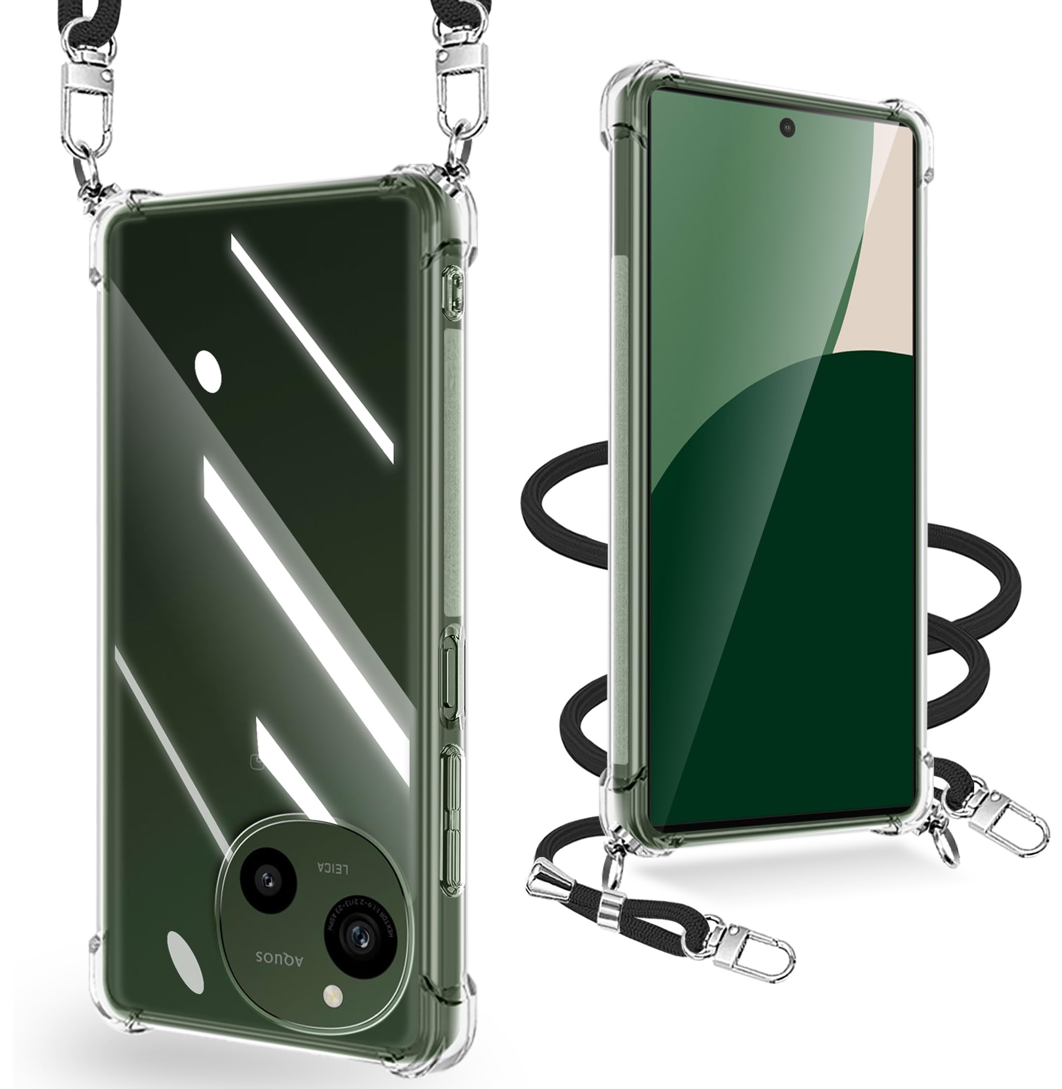 xiusiteli AQUOS R9 / R10 用 ケース クリア ショルダー SH-51E/SH-51F TPU 縄掛け 軽量