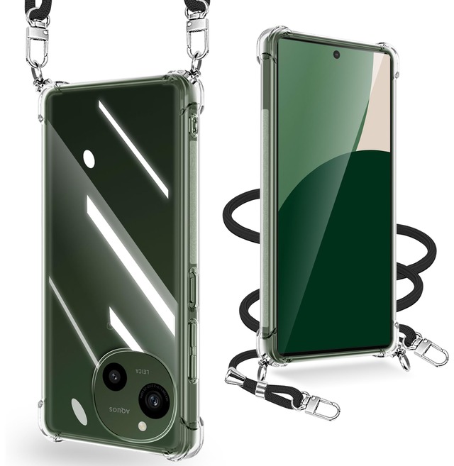 xiusiteli AQUOS R9 / R10 用 ケース クリア ショルダー SH-51E/SH-51F TPU 縄掛け 軽量