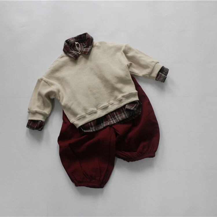 【即納】ワッフルロングTシャツ|海外子供服|韓国子供服