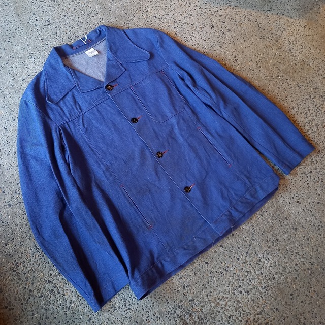 ポーランド製？ 猫目ボタン デニムカバーオール used [202053]