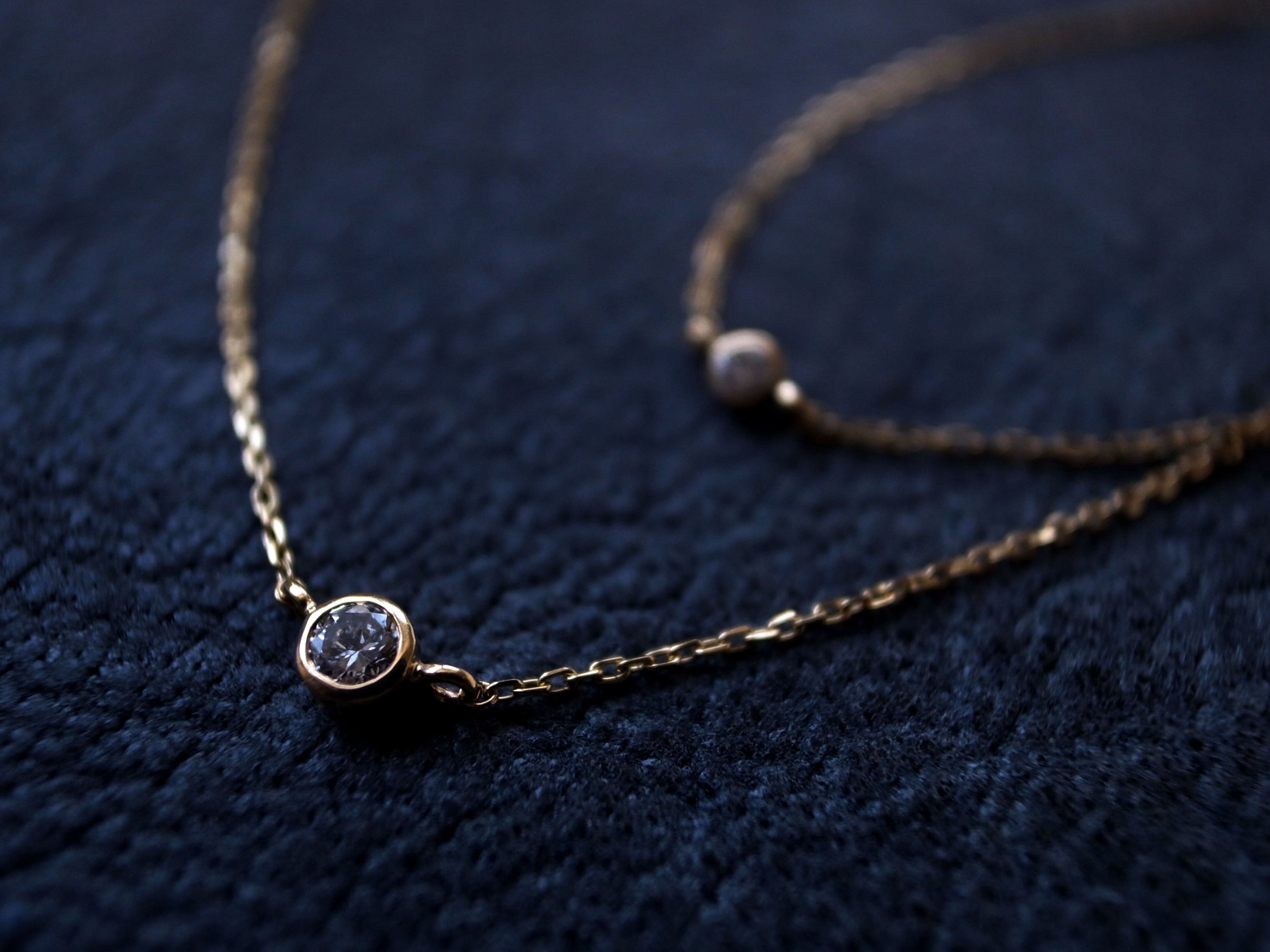 K18YG Diamond/2.5round grain necklace | niruc