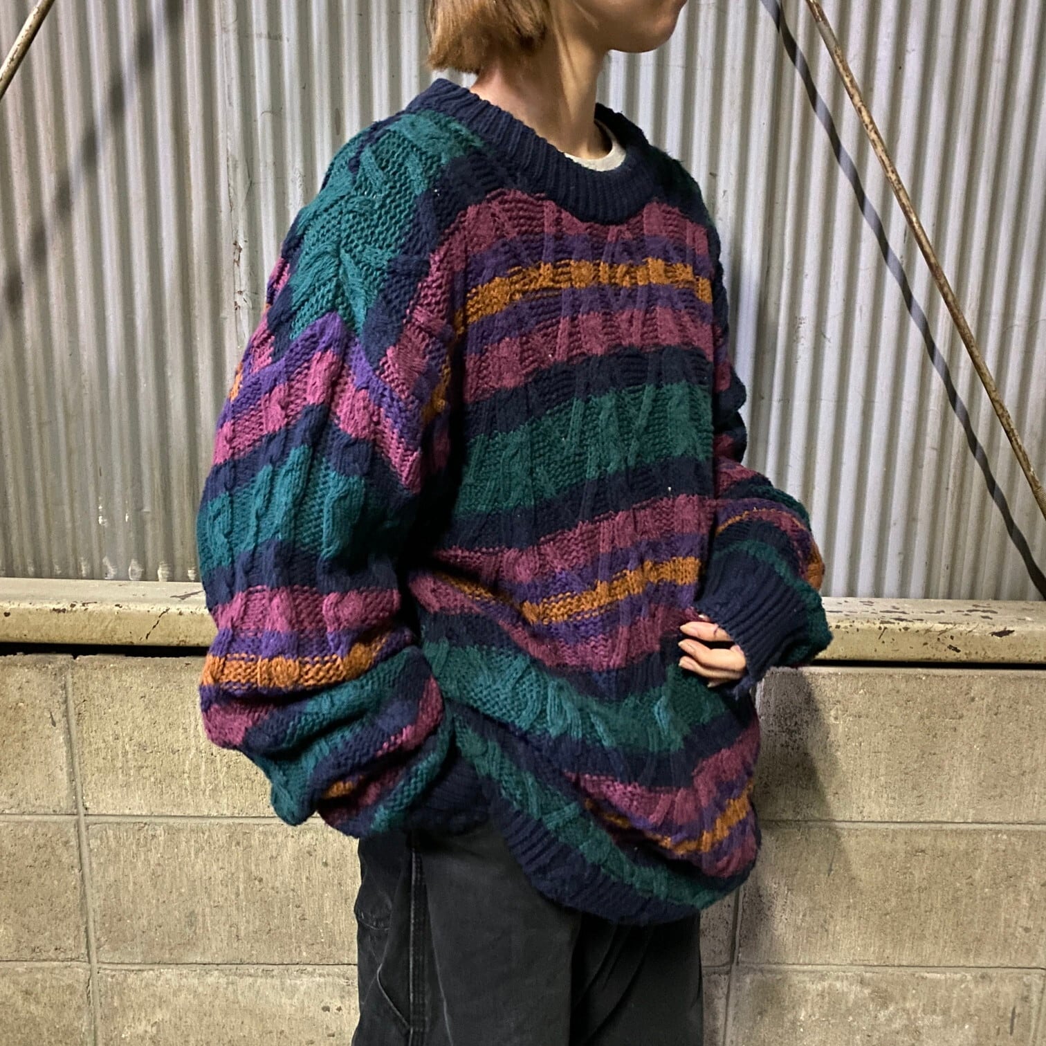 ラルフローレン HAND KNIT 総柄 フード ジャケット カーディガン