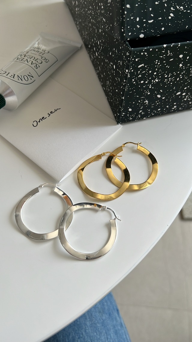 S925 Wave  hoop pierce (P234)