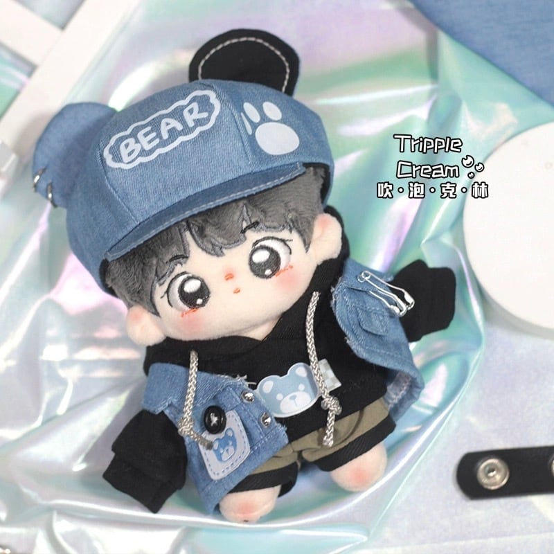 10cmぬい服】スタッズデニムコーデ 着せ替えぬいぐるみ labubu 棉花