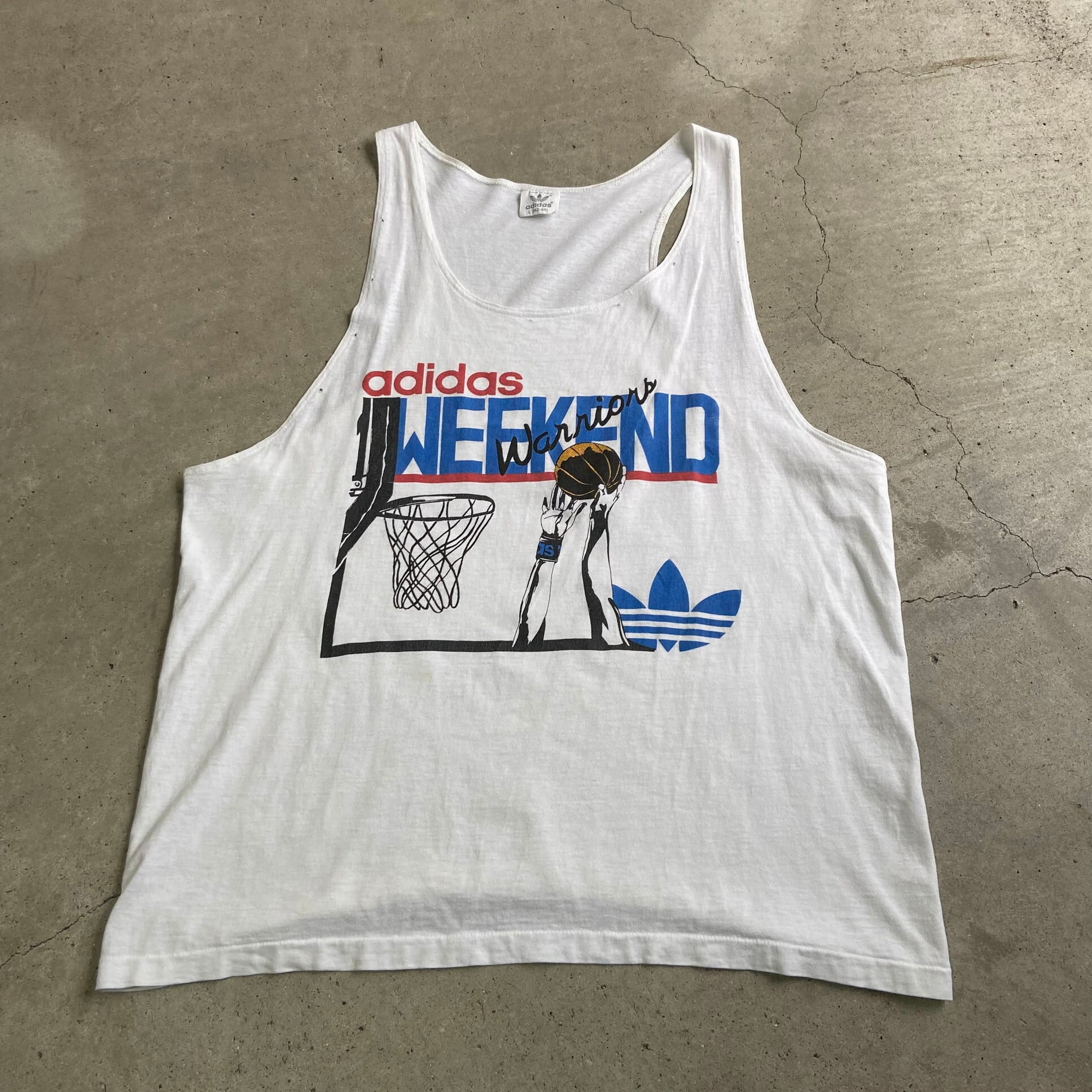 80年代 Usa製 Adidas アディダス Weekwnd バスケット タンクトップ メンズ 古着 80s ヴィンテージ ビンテージ ホワイト 白 ノースリーブ タンクトップ Nw27 Cs29 30 Ha10 Cave 古着屋 公式 古着通販サイト