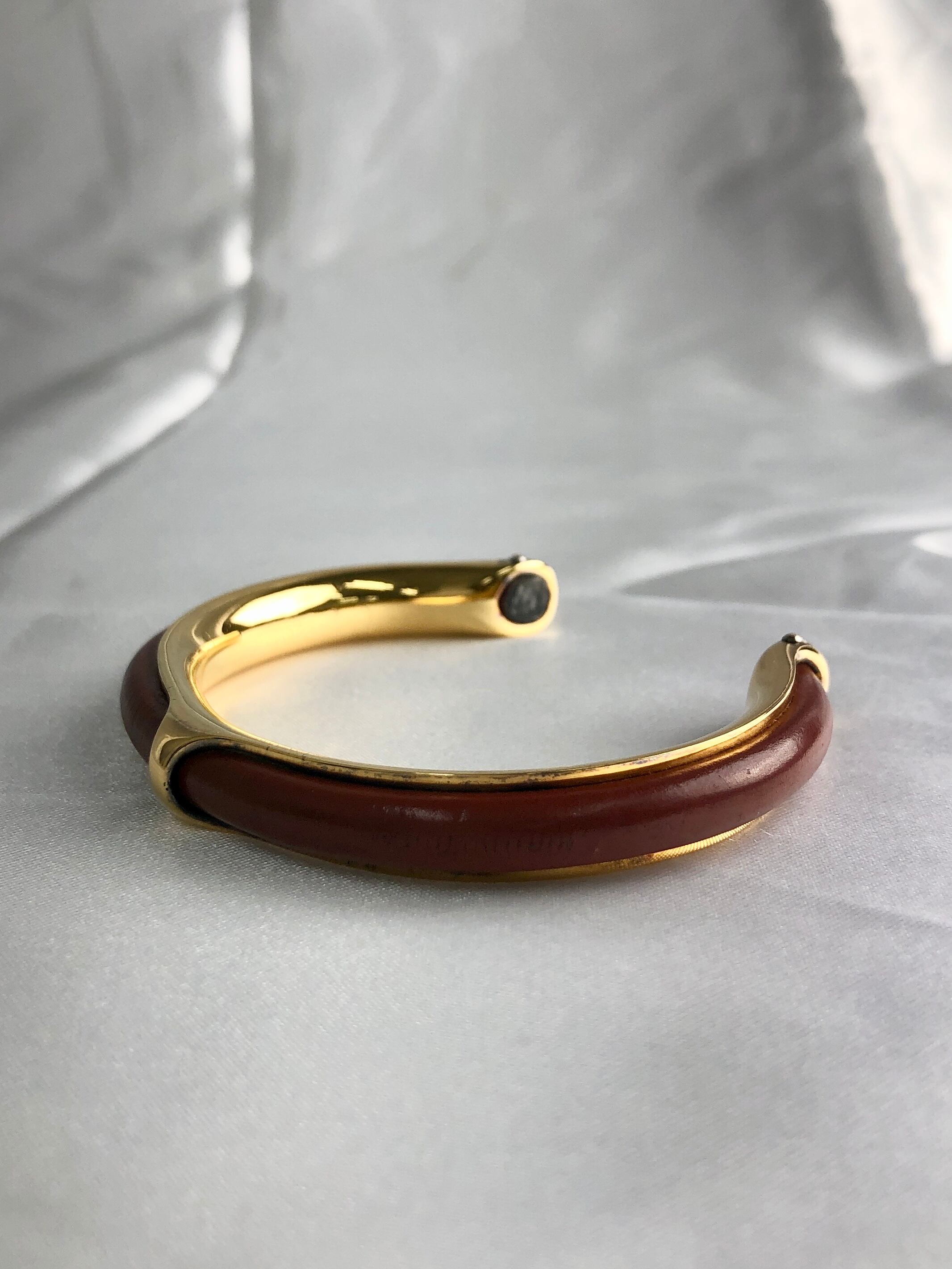 HERMES エルメス バングル ブラウン×ゴールド vintage HERMES エルメス バングル ブラウン×ゴールド vintage