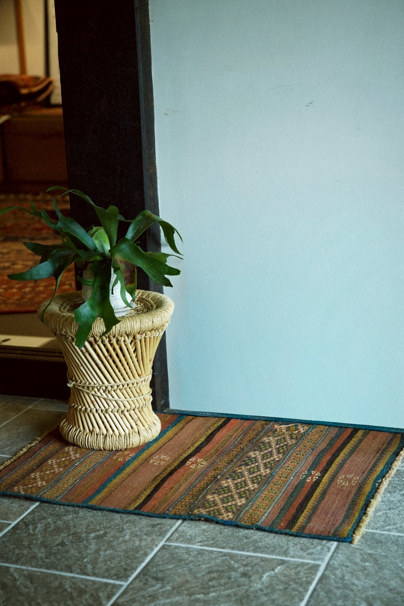 1809-Vintage Afghan Mokhari killim