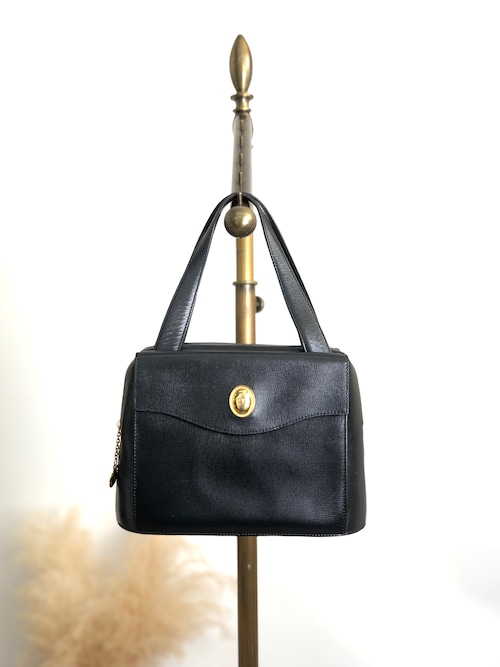 Christian Dior クリスチャン ディオール ハンドバッグ ブラック オーバルロゴ レザー vintage ヴィンテージ オールド zpkwmk