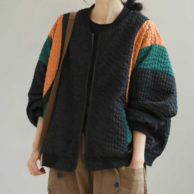 配色ルーズカジュアルジャケット　　K17193