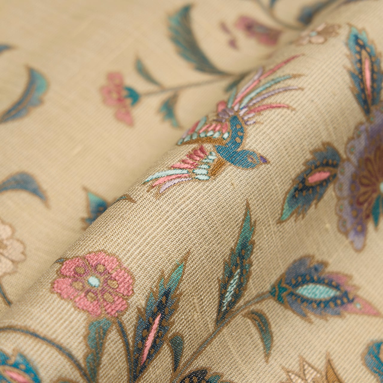 唐花模様 金更紗に手刺繍 袋帯 【中古】 | かわの屋