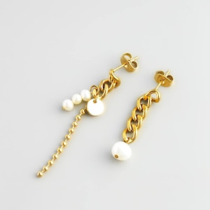 316L chain & pearl pierce  #p79