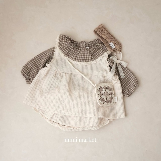 [mimimarket] check frill blouse