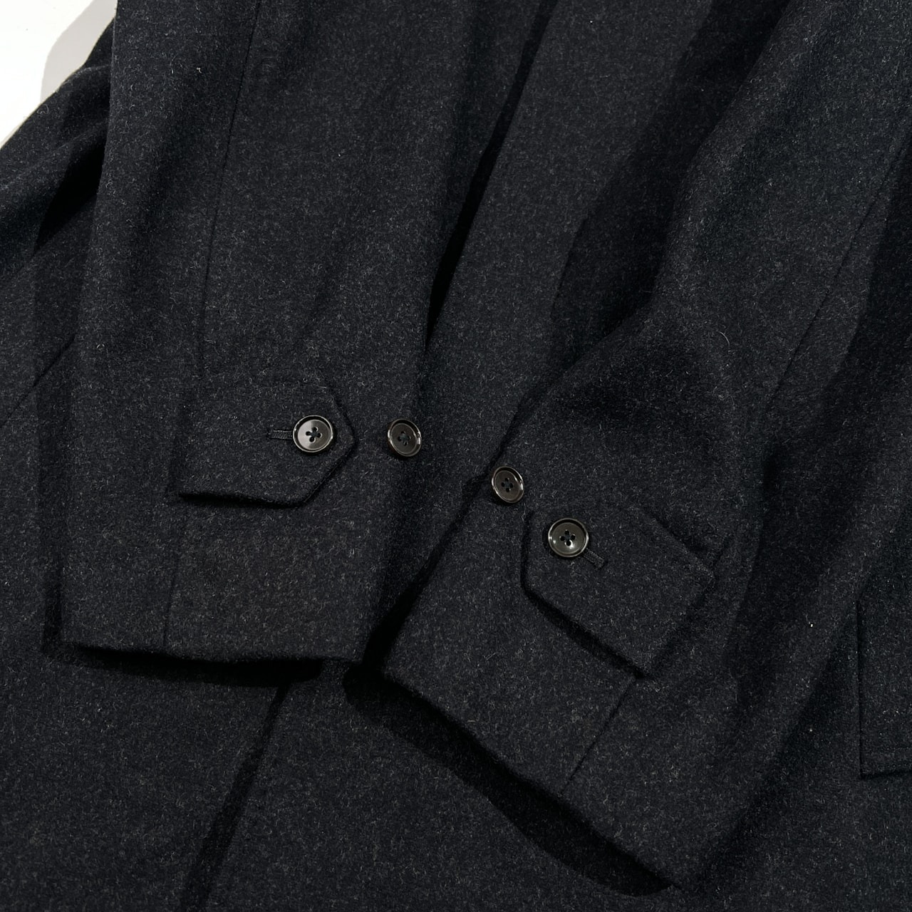 EDIFICE エディフィス Moorbrook ムーアブルック 英国 イングランド製生地  ステンカラーコート サイズ 46 /ブラック ダークグレー系/メンズ