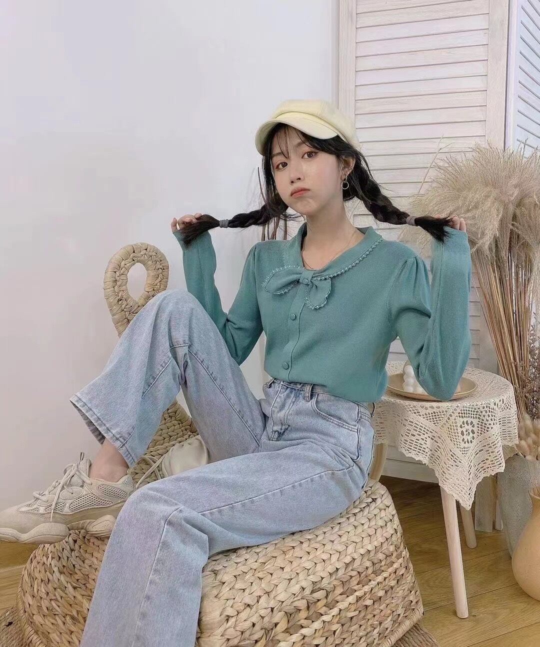 フロントリボンカーディガン