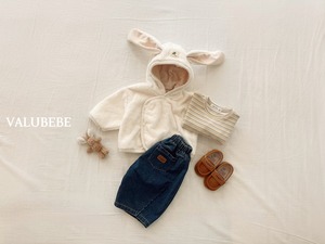 【予約/特典】valu bebe / Bonbon fleece-lined denim pants