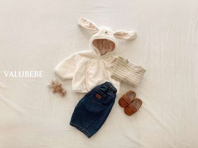 【予約/特典】valu bebe / Bonbon fleece-lined denim pants