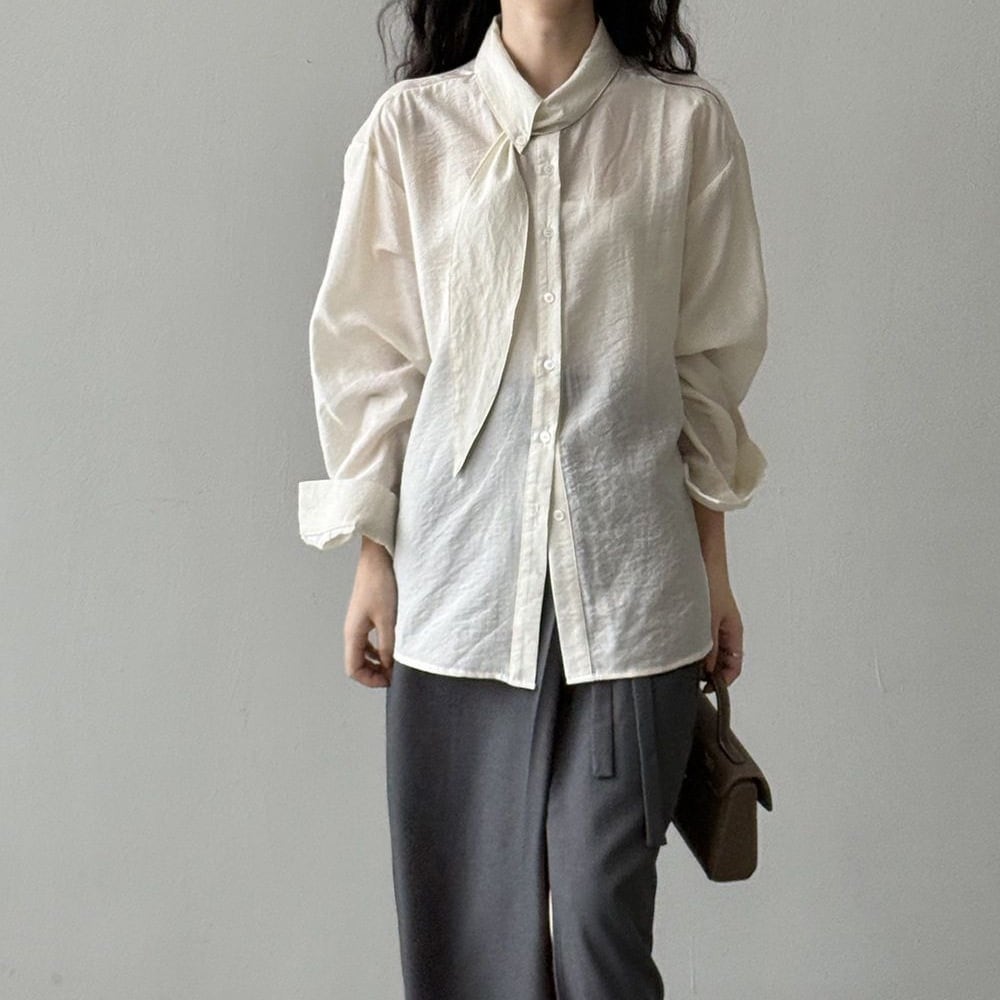 Scarf Collar French Blouse*S-931