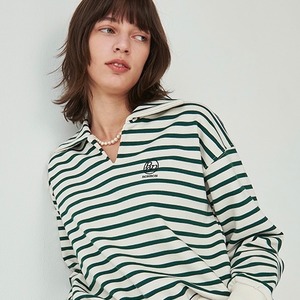 [RONRON] STRIPE COLLAR SWEATSHIRT GREEN 正規品 韓国ブランド 韓国代行 韓国通販 韓国ファッション トレーナー
