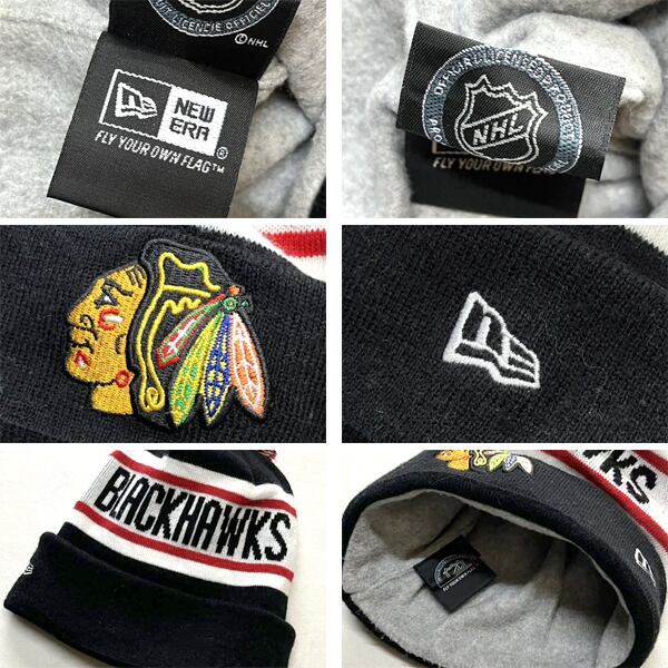 1点物◇ニューエラ黒インディアンNHLボンボンニット帽ニットキャップ