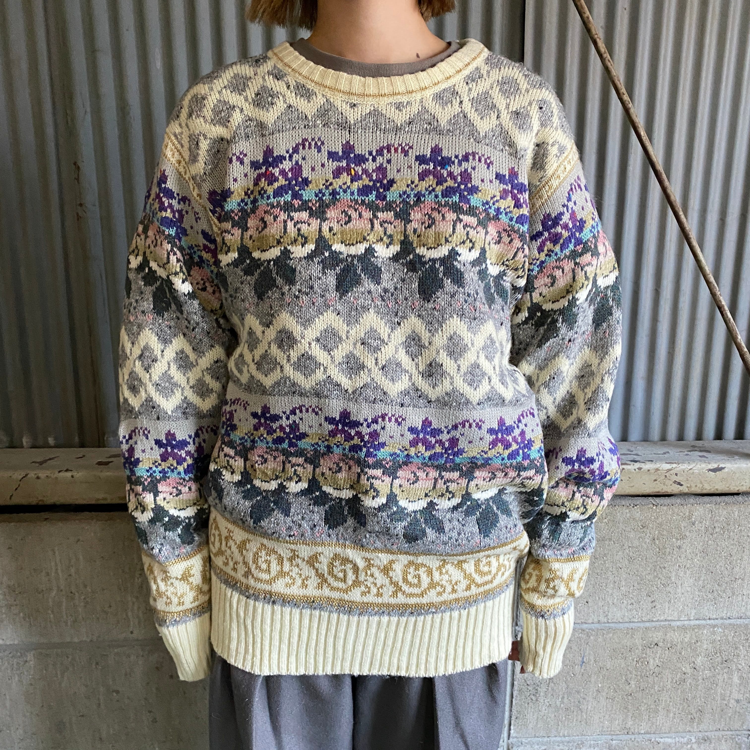 80年代〜90年代 THE IMPORT WORKSHOP 花柄 総柄 アクリルニット 