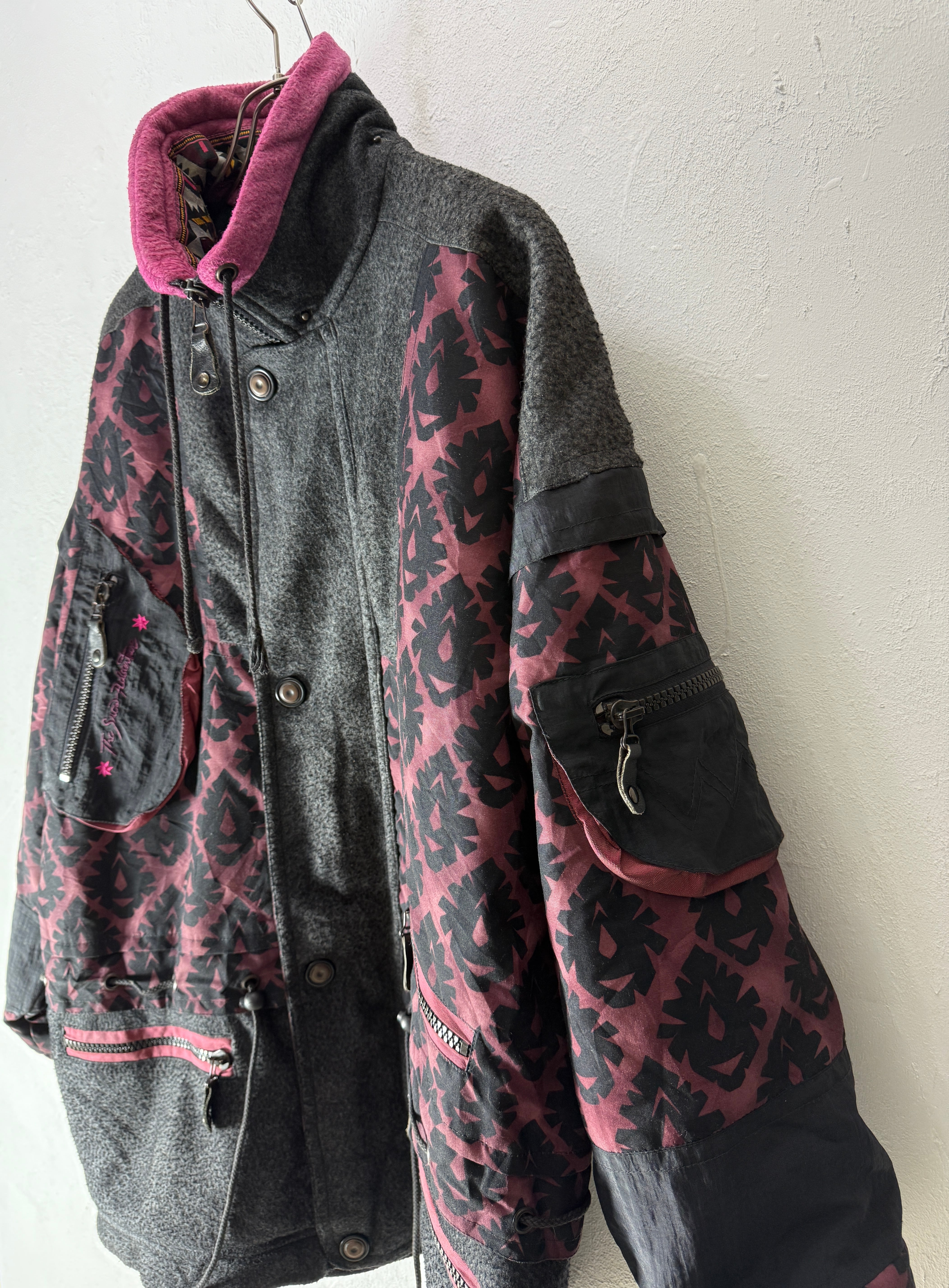 00’s Eur Graphic Pattern Mix Zip Jacket
