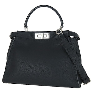 Used FENDI フェンディ ピーカブー アイコニック ミディアム セレリア ブラック カーフレザー 2WAY ハンドバッグ