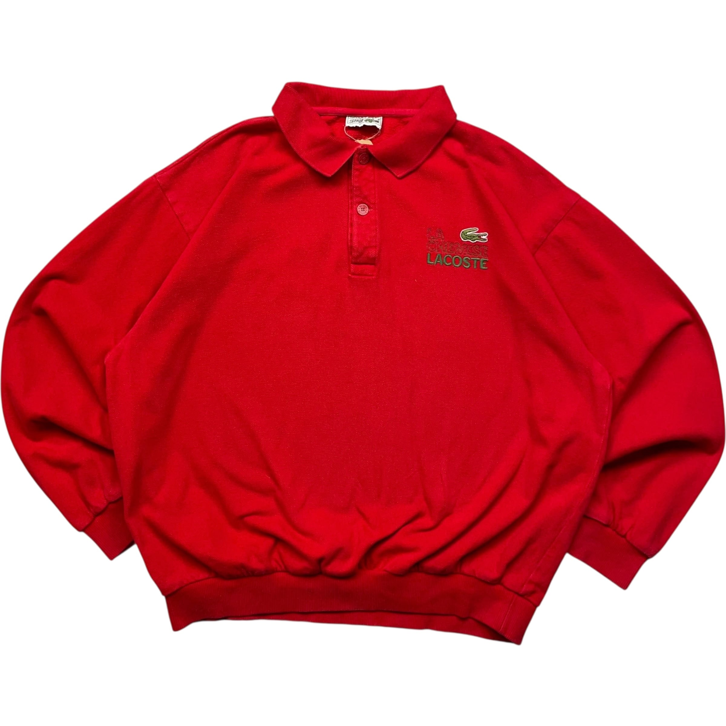 《L》CHEMISE LACOSTE ラコステ 長袖ポロシャツ レッド フランス製 no.8836