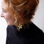 Yellow pearlescent flower 黄色いお花のピアス (bell-73)