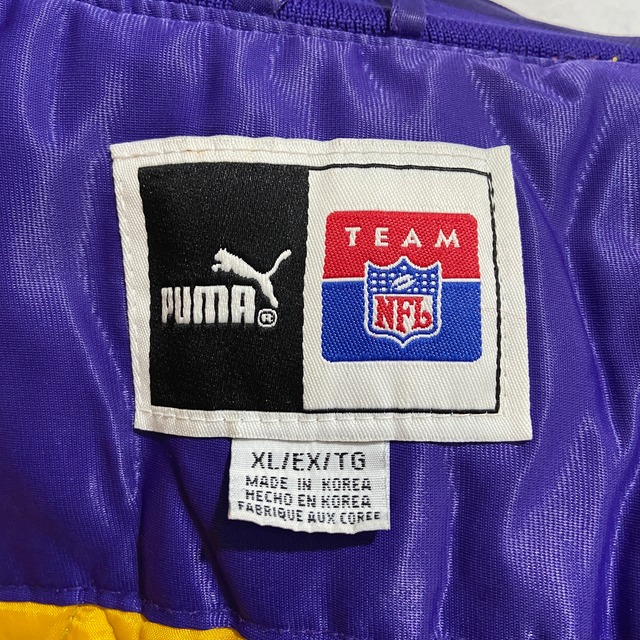 『送料無料』90s PUMA ミネソタバイキングス　中綿チームスタジャン　ブルゾン　XL
