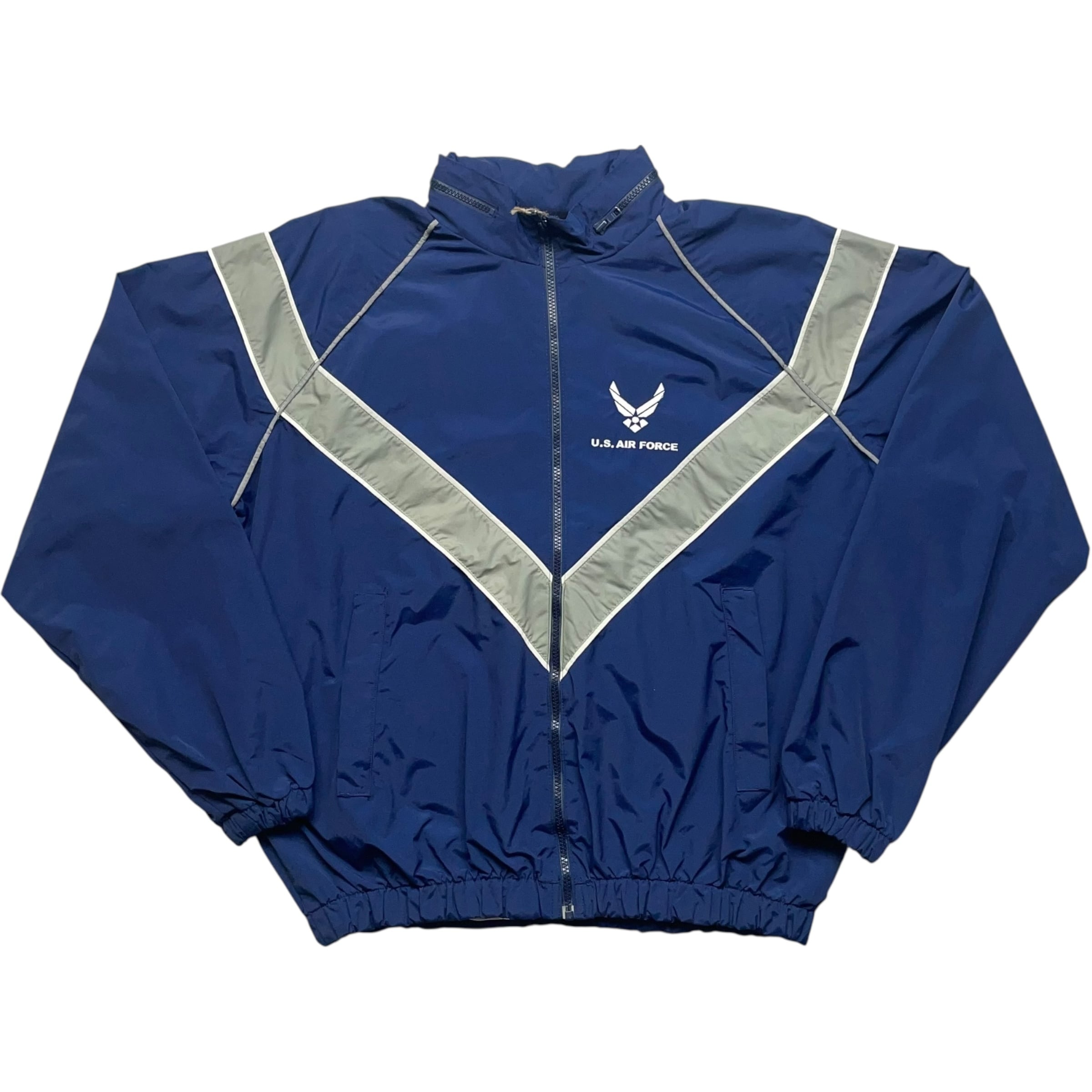 《XL》U.S.AIRFORCE アメリカ空軍 トレーニングジャケット ナイロンジャケット ミリタリー リフレクター ネイビー no.9146