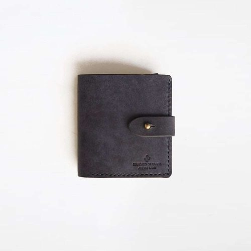 使いやすい 二つ折り財布 【 ネイビー 】 コンパクト メンズ レディース ブランド 革 鍵 収納 （受注生産品）