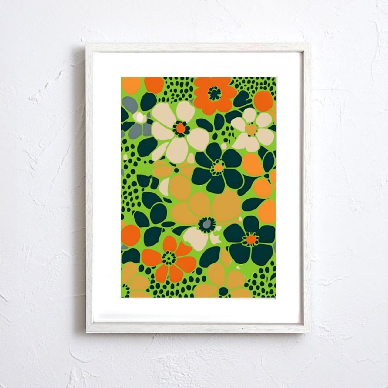 Blooming Pop｜ビビッドカラーが弾ける花柄モダンアートポスター｜北欧テイストとレトロポップが融合するおしゃれインテリアA3ポスター