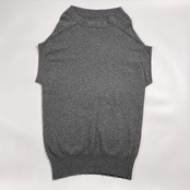 カシミヤ100% MIG MEG EXCHANGE メグエクスチェンジ チュニック丈 フレンチスリーブ ニット セーターL~LL/グレー系 ポケット付 レディース