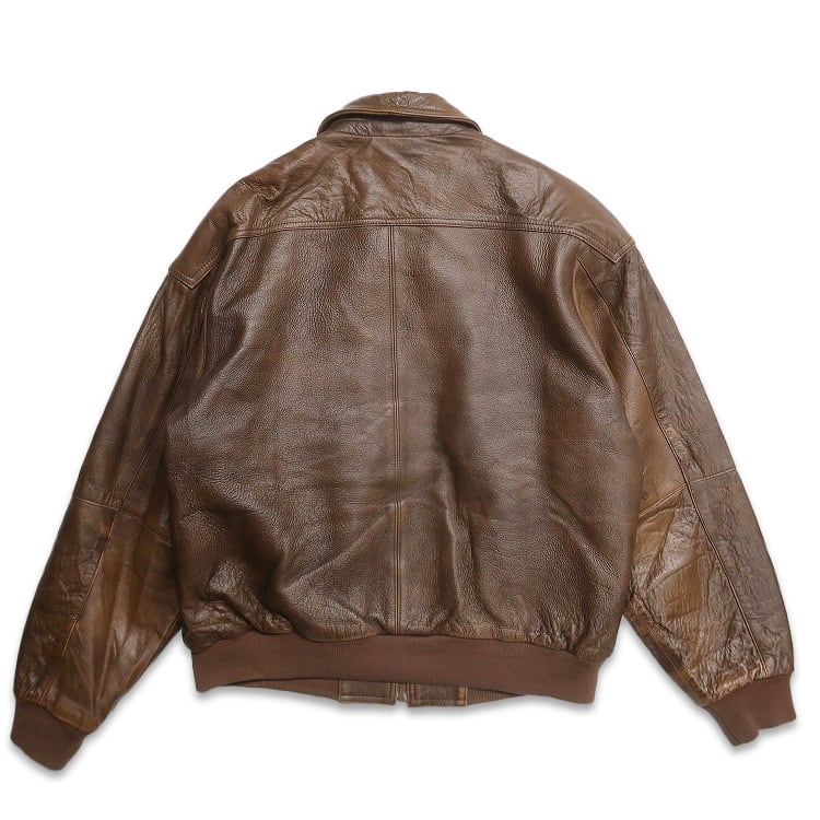 古着 philippe monet 本革 レザージャケット ブルゾン ブラウン 表記