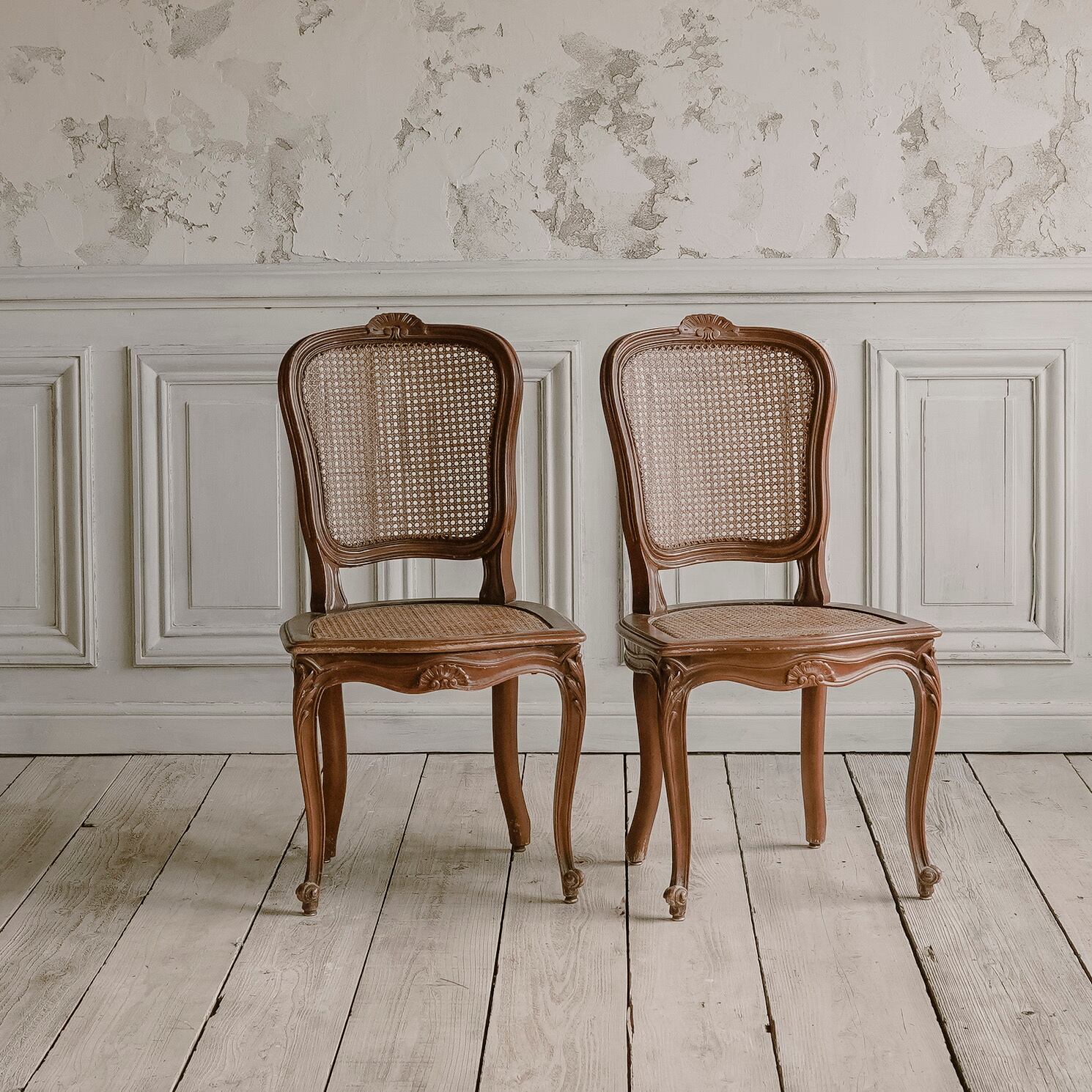 チェア/ラッシュシート/ディスプレイ/ガブリオールレッグ/アンティーク/空間装飾