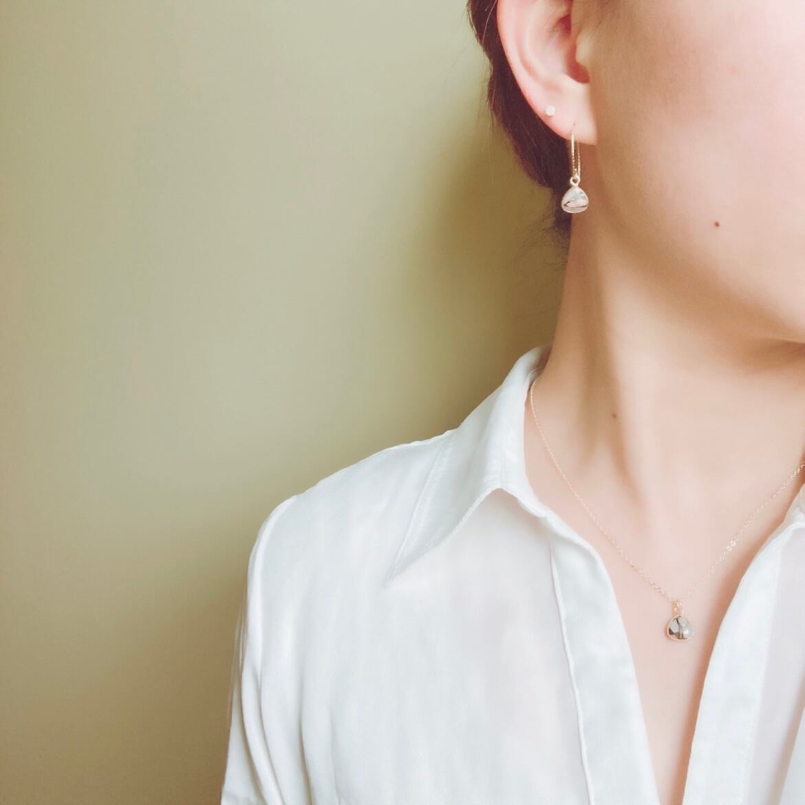 10月誕生石》桜色コッパーピンクオパールピアス/イヤリング 14kgf 金属