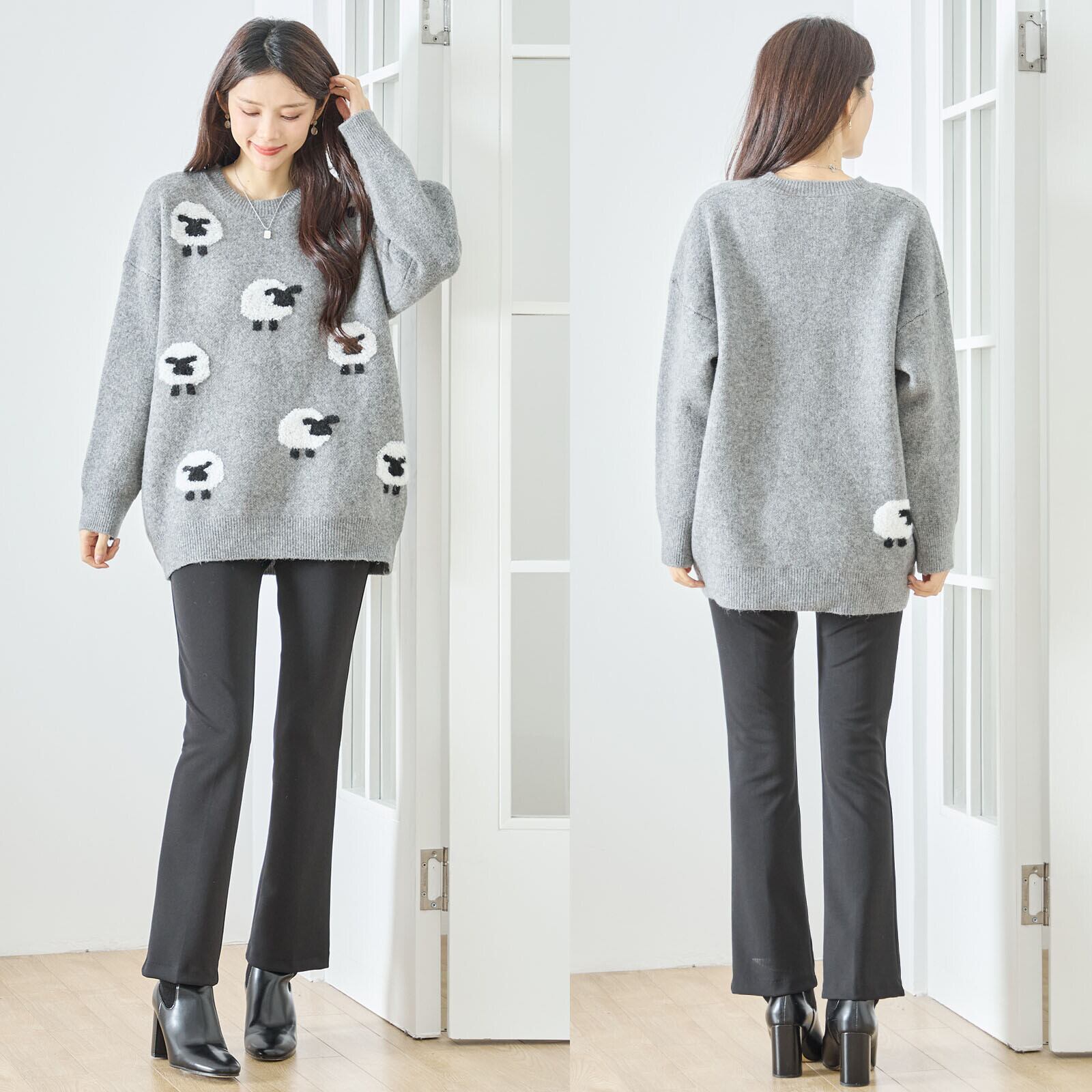 【M〜L】羊柄ニット(N15-251)