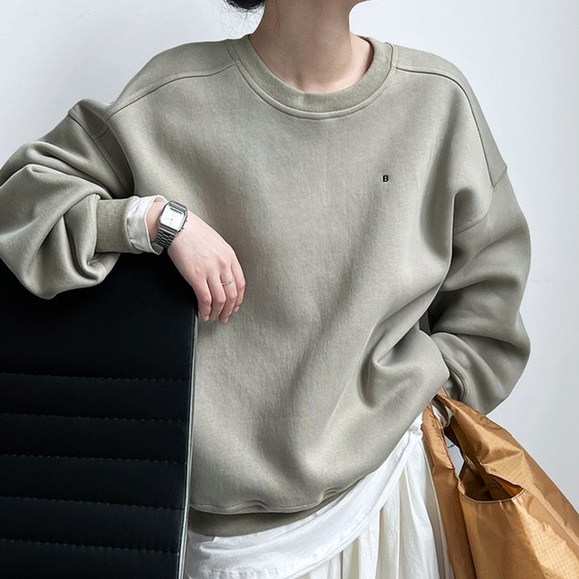 ラウンドネックベルベットスウェットシャツ(3color)　PO2568
