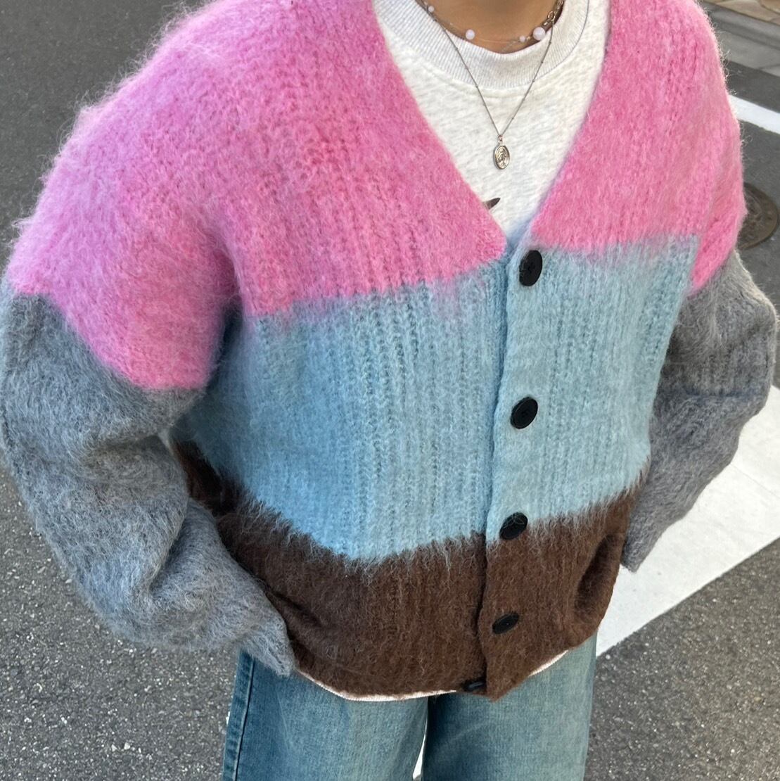 ウールライクマルチカラーカーディガン_LN01861