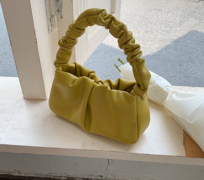 bag Gather handle chic バッグ 鞄 ミニバッグ 小さめ ギャザー 最旬トレンドパンツ アイボリー ギャザーバッグ ハンドル ななめがけ ハンドバッグ ショルダー ショルダーバッグ